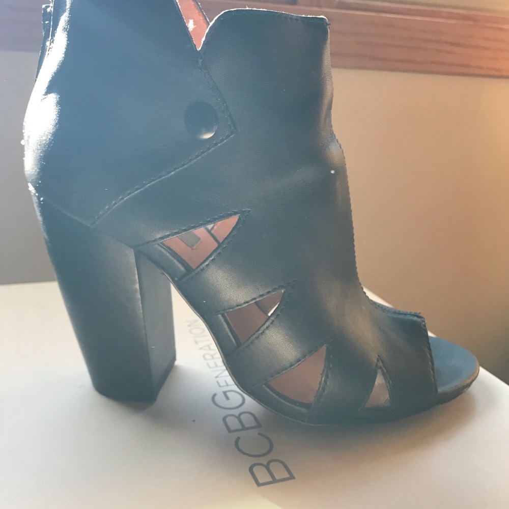 Black open toe heels